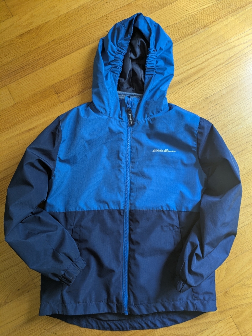 Eddie Bauer Blue Two-Tone Hooded Windbreaker Size 7/8